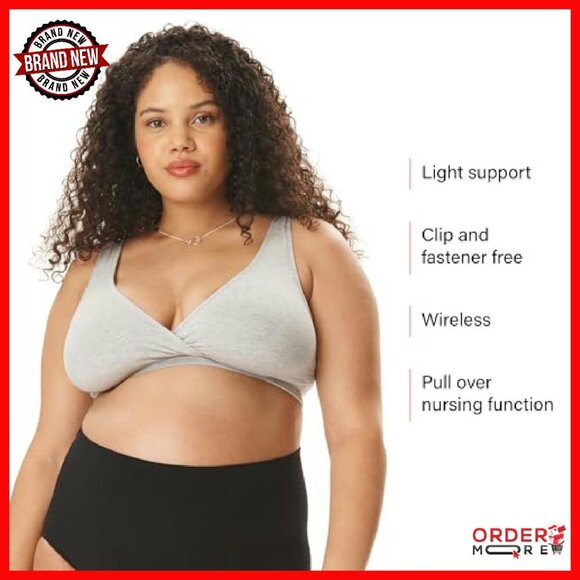 Soft Cotton Wrap Front Nursing Sleep Bralette S-3X Wireless Comfort - Picture 7 of 8